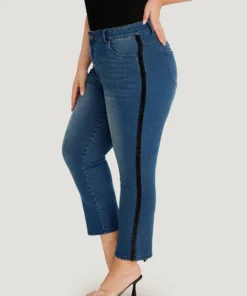 Glitter Patchwork High Rise Very Stretchy Jeans