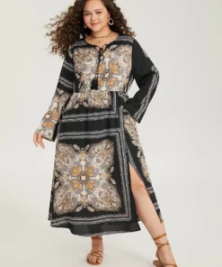 Bandana Print Split Side Tassels Ties Dress -Clothing Shop 600762714 rn c9d6f495 e315 4b16 8e32 4c0c167466d5