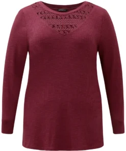 Solid Lace Insert Crew Neck Cut Out T-shirt -Clothing Shop 600808107 nk