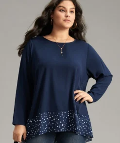 Polka Dot Patchwork Long Sleeve Blouse