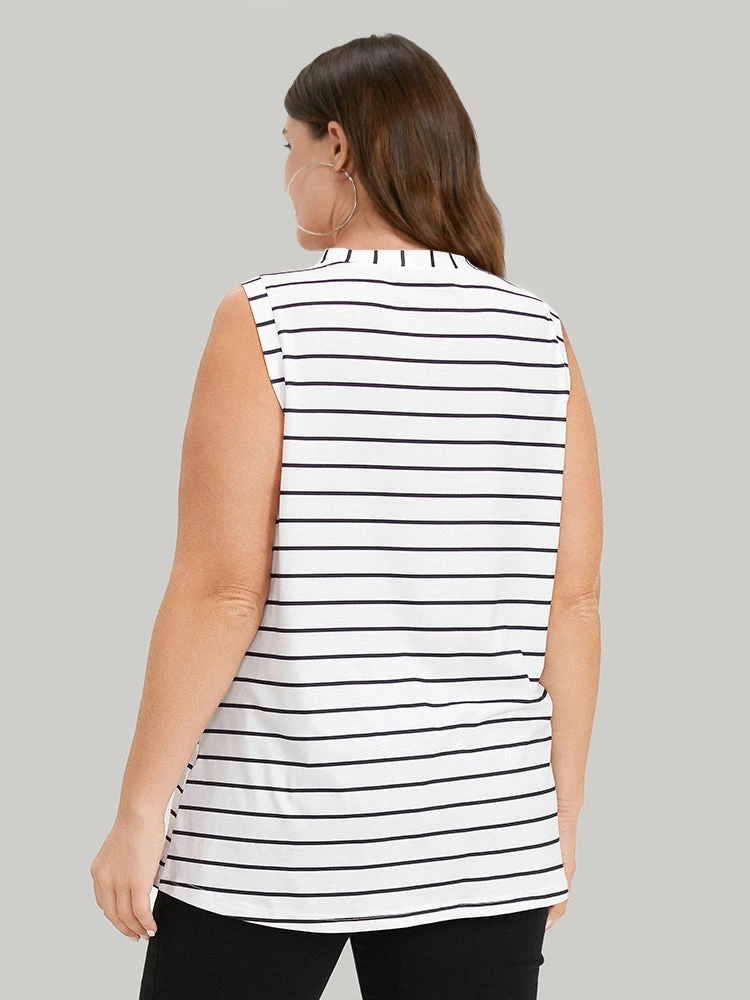 Striped Print Button Through Tank Top 7 Striped Print Button Through Tank Top - Image 5