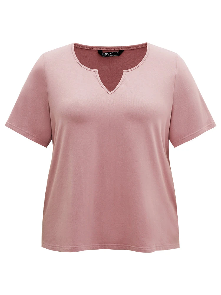 Solid Cotton Notched Sleep Top 9 Solid Cotton Notched Sleep Top - Image 7