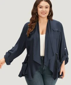 Supersoft Essentials Plain Pocket Asymmetrical Drawstring Coat -Clothing Shop 601561804 mn 52c32639 2a64 4f53 9b13 464d23d2c625