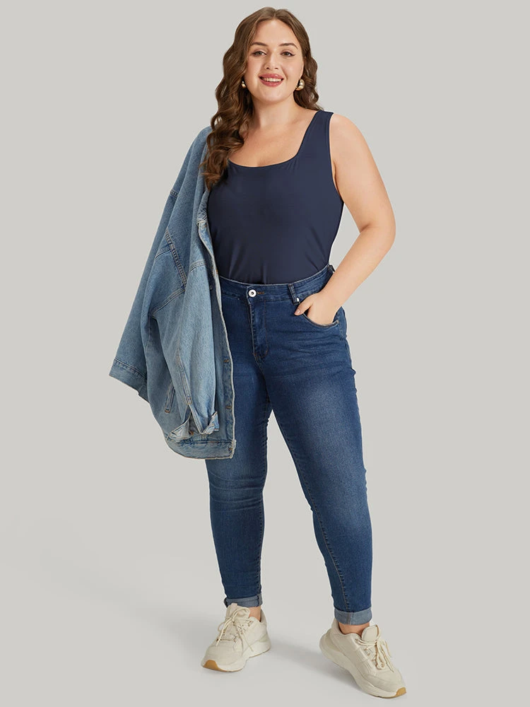 Supersoft Essentials Plain Square Neck Skinny Tank Top 20 Supersoft Essentials Plain Square Neck Skinny Tank Top - Image 18