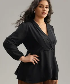 Static-Free Plain Pleated Wrap Blouse 18 Static-Free Plain Pleated Wrap Blouse -Clothing Shop 602342935 ti 30597d8b cb9a 4042 b25f 6ba7ebbd50a9