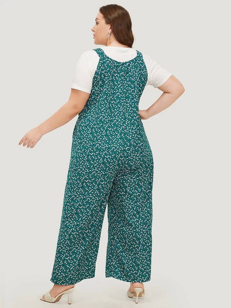 Ditsy Floral Plicated Detail Pocket Overall Jumpsuit 5 Ditsy Floral Plicated Detail Pocket Overall Jumpsuit - Image 3