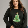Christmas Trees Sequin Round Neck T-shirt -Clothing Shop 603480752 oz