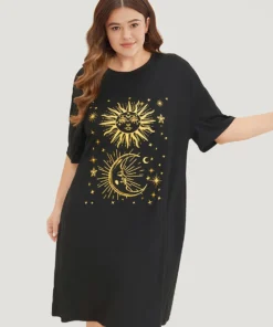 Supersoft Essentials Star & Moon Print Pocket Crew Neck Dress -Clothing Shop 603813913 zj 278e69f5 4a29 4206 8241 02dc5bd07c6d