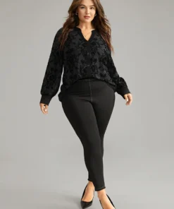 Floral Print Mesh V Neck Blouse -Clothing Shop 604168642 ls