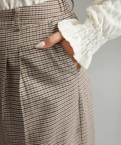 Gingham Plicated Detail Elastic Waist Pants -Clothing Shop 604741873 qi