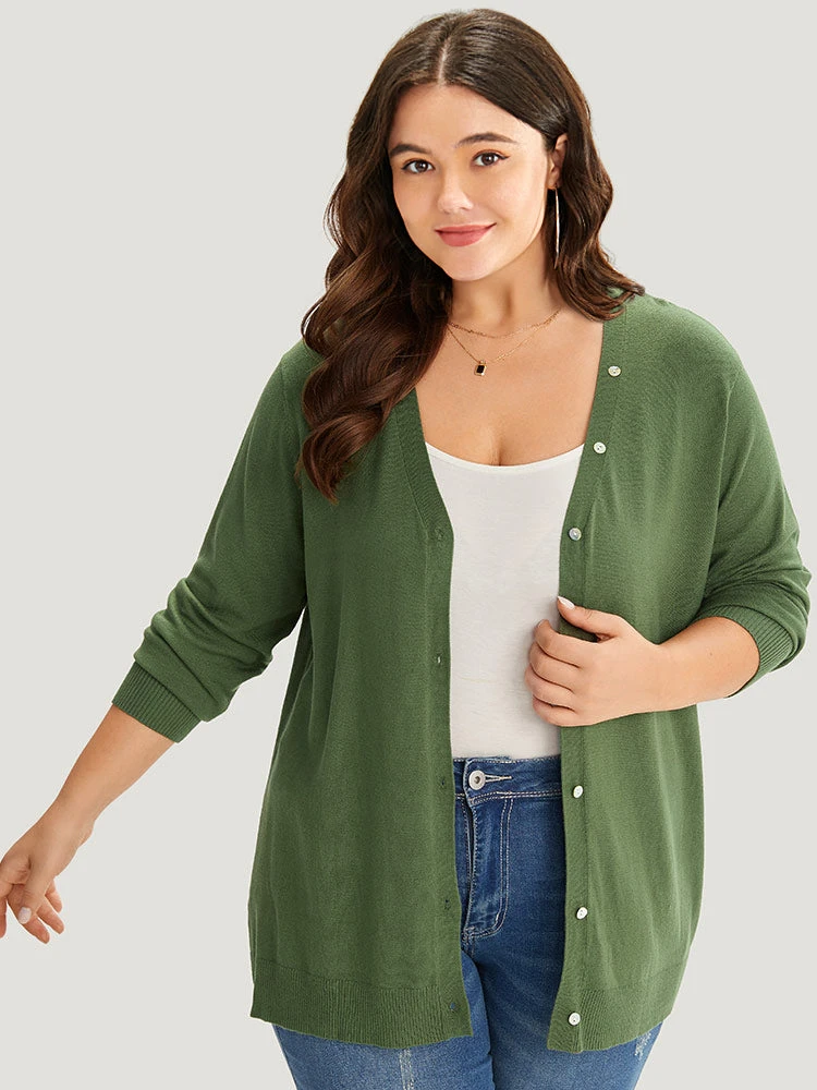 Supersoft Essentials Plain Button Detail Very Stretchy Cardigan 7 Supersoft Essentials Plain Button Detail Very Stretchy Cardigan - Image 5