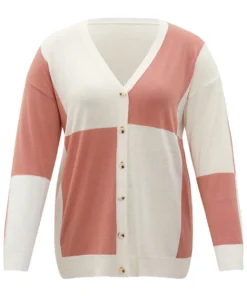 Supersoft Essentials Colorblock Two Tone Button Up Cardigan -Clothing Shop 605051476 vu