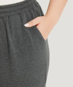 Letter Patched Flap Pocket Bowknot Elastic Waist Sweatpants -Clothing Shop 60532180 je