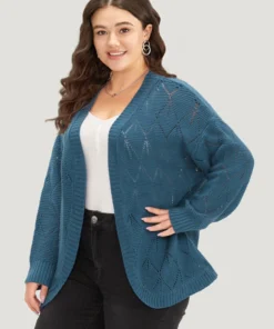 Geometric Hollow Out Open Front Cardigan -Clothing Shop 60620543 ge c1c27ca9 06cb 46c5 a053 7955af425ce2