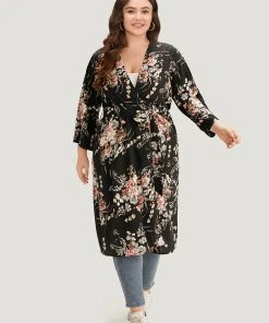 Boho Print Belted Open Front Kimono -Clothing Shop 606308486 hm