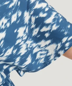 Batik Print Ruffle Sleeve Pocket Elastic Waist Jumpsuit -Clothing Shop 606674463 zv