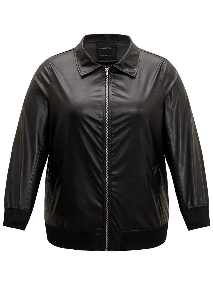 Plain Zipper Fly Rib Knit Patchwork Jacket 11 Plain Zipper Fly Rib Knit Patchwork Jacket - Image 9