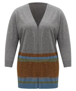 Anti-Pilling Colorblock Contrast Open Front Cardigan -Clothing Shop 608967577 yd