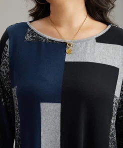 Colorblock Contrast Round Neck T-shirt -Clothing Shop 609864915 wx 669274e0 b1ae 4ceb 8c69 d6503d849a0a