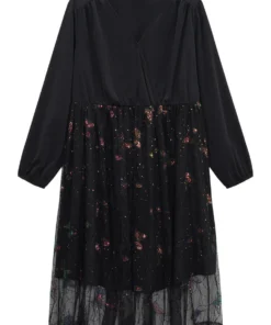 Butterfly Patchwork Lace Mesh Wrap Sequin Dress -Clothing Shop 610946561 ci