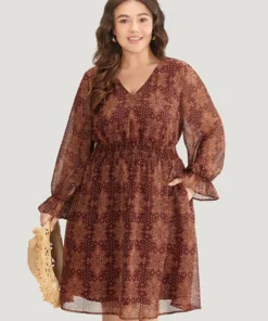 Bandana Print Elastic Waist Flutter Trim Dress -Clothing Shop 611131804 oq