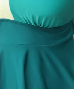 Colorblock Contrast Sculpt Waist Ruffle Hem Gathered Swim Dress -Clothing Shop 611623380 ef