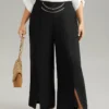 Static-Free Metal Chain Detail Split Hem Pants