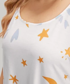 Moon And Star Crew Neck Sleep Dress -Clothing Shop 613199061 rz
