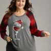 Christmas Sequin Plaid Patchwork T-shirt 2 Christmas Sequin Plaid Patchwork T-shirt -Clothing Shop 615087630 cs