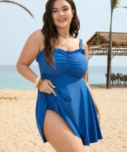 Frill Trim Sculpt Waist Ruffle Hem Ruched Swim Dress -Clothing Shop 615160392 es 198a3a1d a539 4deb 9499 c5f936ef7588
