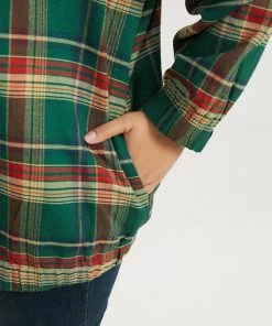 Plaid Contrast Zipper Pocket Jacket -Clothing Shop 616490591 kb