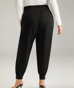 Solid Shirred Pocket Harem Sweatpants -Clothing Shop 617368962 nm