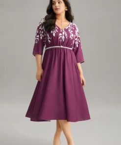 Silhouette Floral Print Elastic Waist Dress