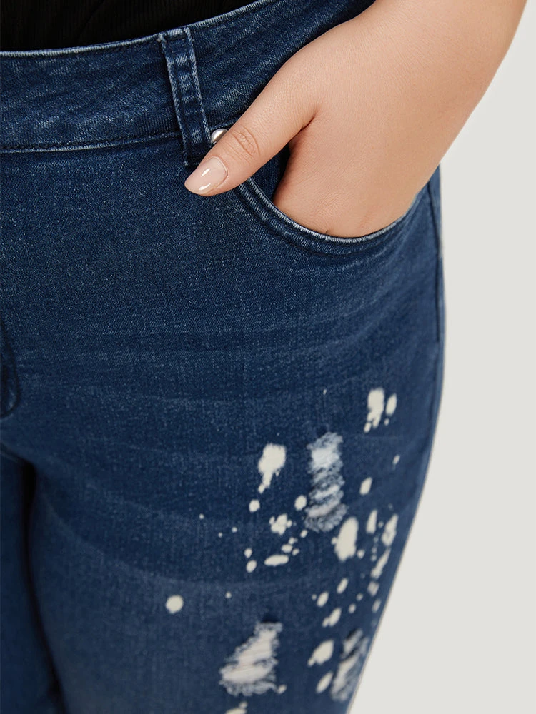 Paint Splatter Roll Distressed Medium Wash Jeans 10 Paint Splatter Roll Distressed Medium Wash Jeans - Image 8