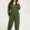 Solid Half Zip Hooded Gathered Jumpsuit -Clothing Shop 618103752 qs 79bfe0cd a83a 445b 92b4 ef06f2f1531d