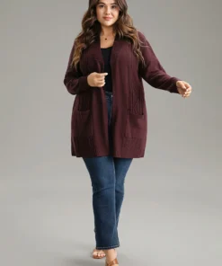 Plain Cable Knit Button Up Pocket Cardigan 11 Plain Cable Knit Button Up Pocket Cardigan -Clothing Shop 618553699 me