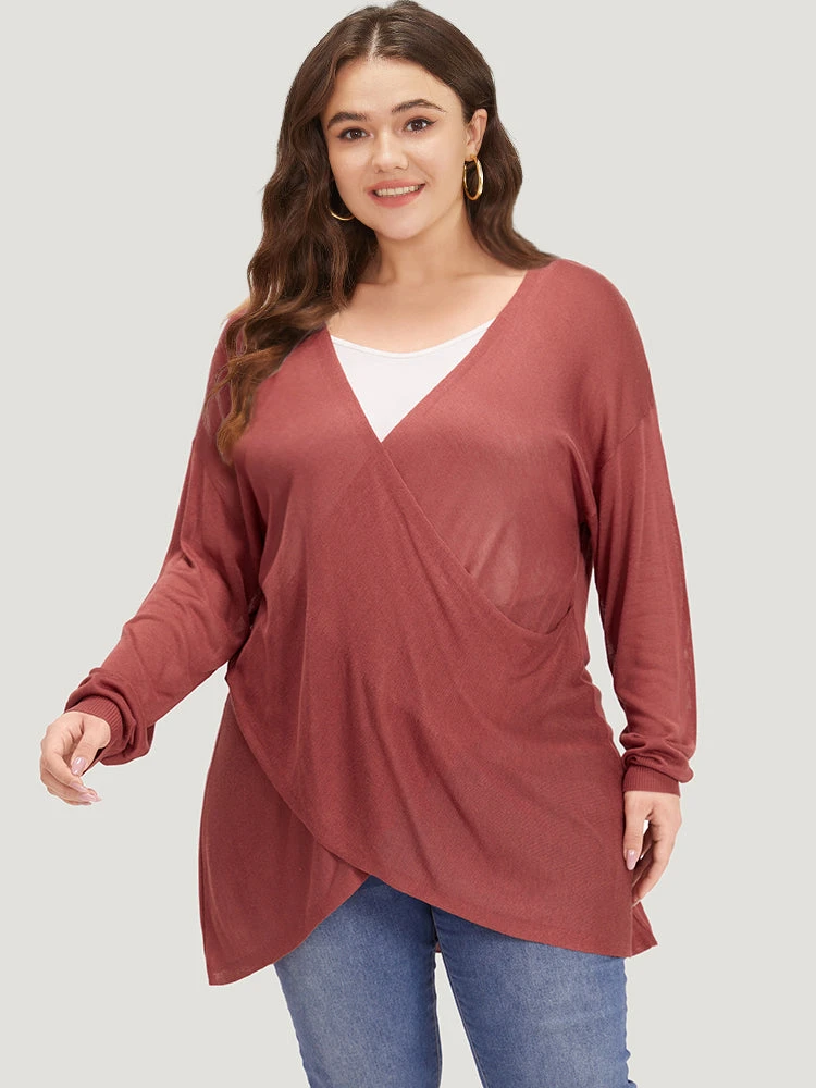 Supersoft Essentials Solid Crossover Elastic Cuffs Pullover 5 Supersoft Essentials Solid Crossover Elastic Cuffs Pullover - Image 3