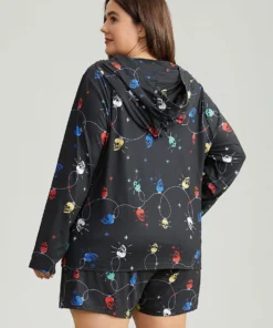 Christmas Skull Print Hooded Sleep Top -Clothing Shop 61867551 fu