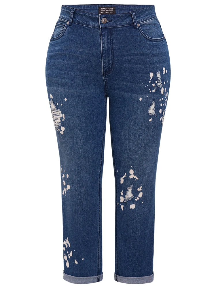 Paint Splatter Roll Distressed Medium Wash Jeans 12 Paint Splatter Roll Distressed Medium Wash Jeans - Image 10