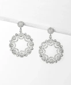 Rhinestone Round Drop Earrings -Clothing Shop 619186283 yr