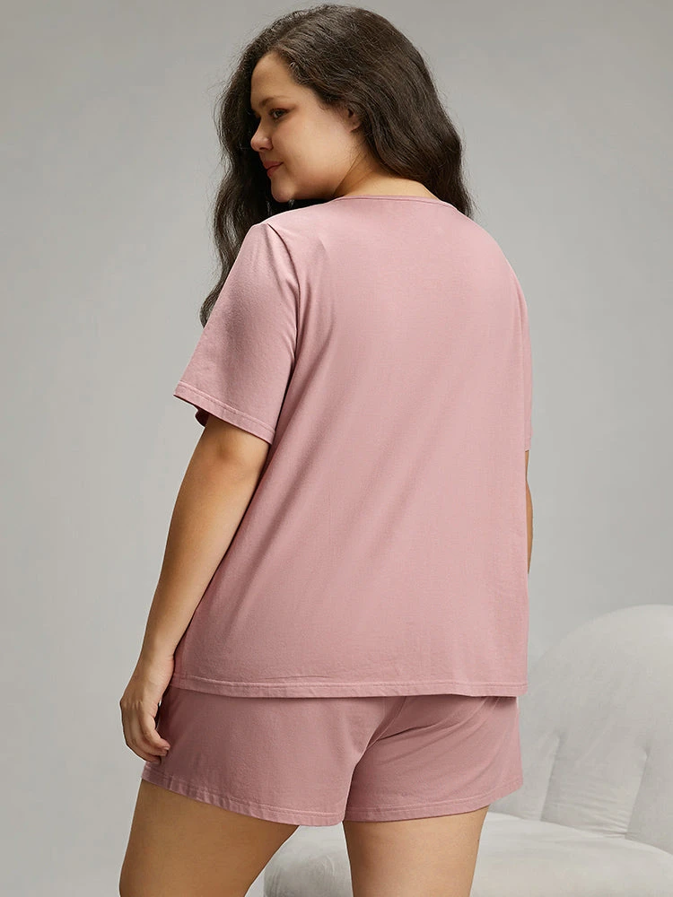 Solid Cotton Notched Sleep Top 4 Solid Cotton Notched Sleep Top - Image 2
