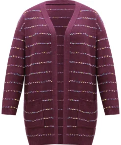 Heather Rainbow Striped Open Front Cardigan -Clothing Shop 620387769 wd
