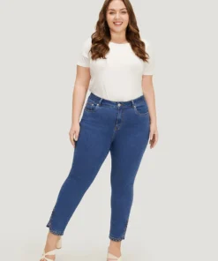 Split Arc Hem Medium Wash Jeans -Clothing Shop 621111015 py