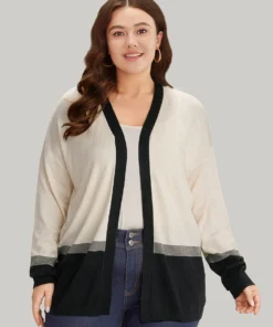 Supersoft Essentials Colorblock Contrast Elastic Cuffs Cardigan