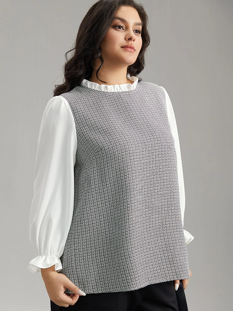 Gingham Ruffles Patchwork Frill Trim Blouse 5 Gingham Ruffles Patchwork Frill Trim Blouse - Image 3