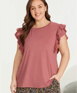 Solid Ruffle Trim Layered Sleep Top