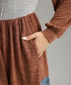 Colorblock Patchwork Pocket Gathered Dress -Clothing Shop 622217037 ib 3c617f5b de05 480a 8e57 0f2ec4f77b7d