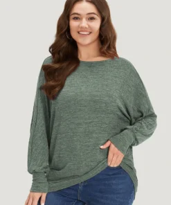 Plain Heather Elastic Cuffs Dolman Sleeve T-shirt -Clothing Shop 6231915 kd 8311799f 718f 4b98 8d1b 7cc9fcfa96d1