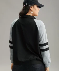 Contrast Contrast Trim O Ring Zipper Jacket -Clothing Shop 624278087 ei