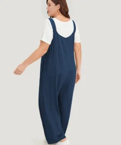 Striped Pocket Button Through Overall Jumpsuit -Clothing Shop 624971741 uv abf7a07f 34ae 4516 bcb3 007629b57298